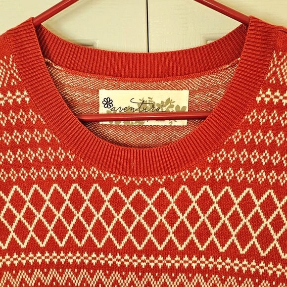 Aventura Orange Sweater Dress Medium Fall Autumn Argyle Warm‎ Winter Knee-Length - Picture 4 of 7